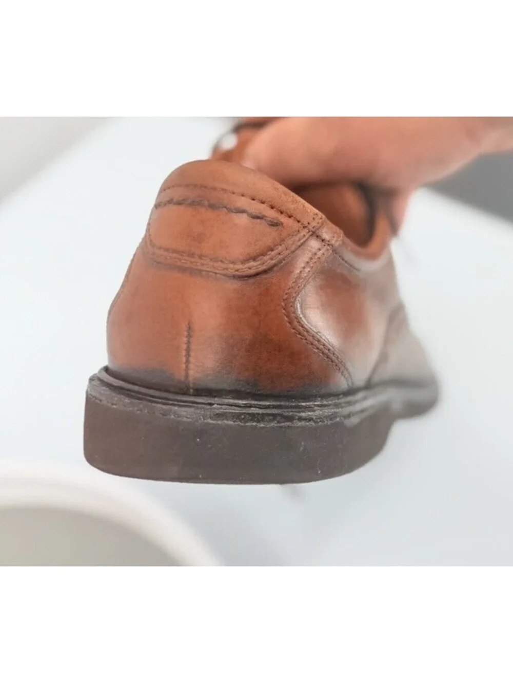ECCO Men's Cap Toe Derby Dress Shoes Brown Leather Extra Width US 10.5 Vibram